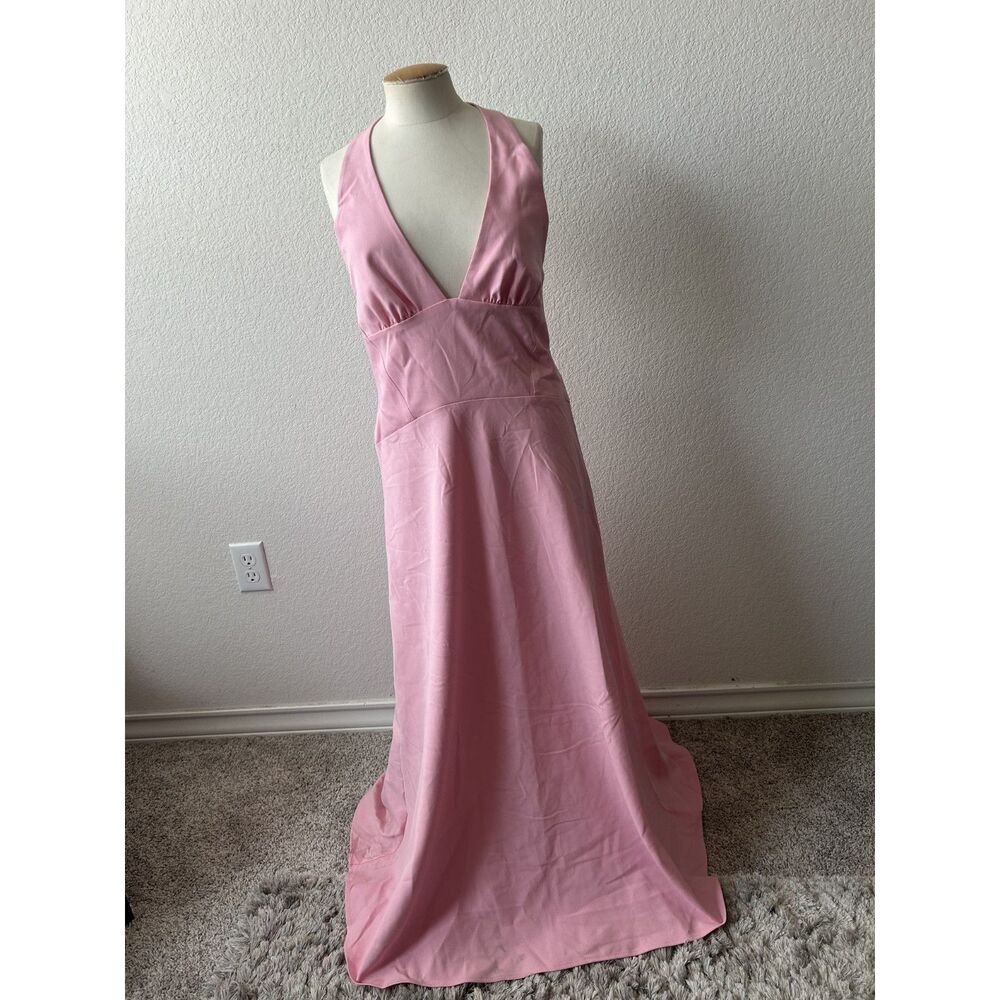 Zara Halter Neck Deep V-neckline Pink Dress NWT